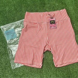 Red and White Gingham biker Shorts